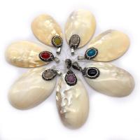 Shell Pendants, with Rhinestone Clay Pave & Crystal, Teardrop, Unisex & faceted, more colors for choice, 35x61mm, Sold By PC
