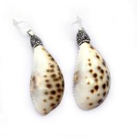 Shell Pendants, with Rhinestone Clay Pave, Unisex, white, 27x70mm, Sold By PC