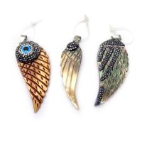 Shell Pendants Black Shell with Rhinestone Clay Pave & Lampwork Wing Shape Unisex Sold By PC