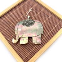 Natural Black Shell Pendants with Rhinestone Clay Pave Elephant Unisex black Sold By PC