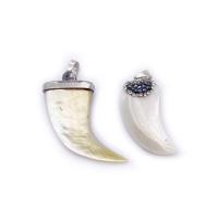 Natural White Shell Pendants with Rhinestone Clay Pave & Iron platinum color plated Unisex white Sold By PC