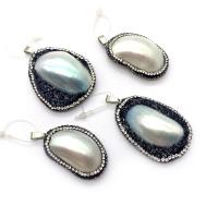 Shell Pendants with Rhinestone Clay Pave & Resin irregular Unisex 20x40- Sold By PC