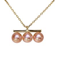 Natural Freshwater Pearl Necklace, with 18K Gold, for woman, pink, 8-15mm, Length:Approx 15.75 Inch, Sold By PC