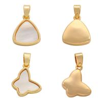 Brass Jewelry Pendants, with Shell, gold color plated, different styles for choice, golden, nickel, lead & cadmium free, 11.4x11.4mm,11.5x9.5mm, Sold By PC