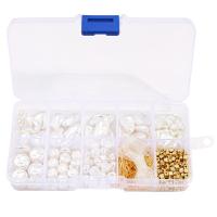 ABS Plastic Pearl DIY Bracelet Set, beads & ear picker, with Tibetan Style, gold color plated, different styles for choice, mixed colors, Sold By Box