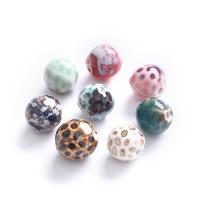 Glazirane porculanske perle, Porculan, Krug, možete DIY, više boja za izbor, 15mm, 5računala/Torba, Prodano By Torba