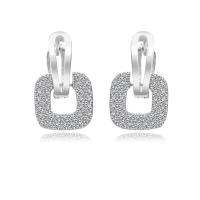 Huggie Hoop Drop Earring Brass Geometrical Pattern plated for woman & with rhinestone nickel lead & cadmium free 18mm Sold By Pair