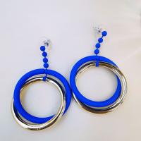 Zinklegierung Ohrringe, mit Kunststoff, Kreisring, goldfarben plattiert, Modeschmuck & für Frau, 18x70mm, verkauft von Paar