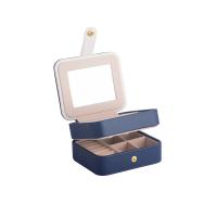 Multifunctional Jewelry Box PU Leather Double Layer & Mini & with mirror Sold By PC