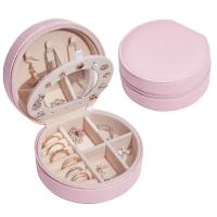 Multifunctional Jewelry Box PU Leather Double Layer & with mirror Sold By PC