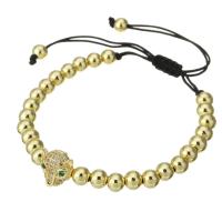Cubic Zirconia Micro Pave Brass Bracelet with Polyester Cord gold color plated Adjustable & Unisex & micro pave cubic zirconia Length Approx 11 Inch Sold By PC