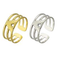 304 Stainless Steel Cuff Finger Ring, Vacuum Ion Plating, Adjustable & Unisex & hollow, more colors for choice, US Ring Size:7, Sold By PC