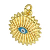 Brass Jewelry Pendants, gold color plated, enamel, 14x16x3mm, Sold By PC