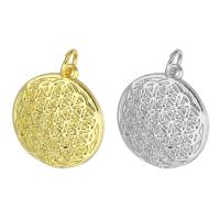 Cubic Zirconia Micro Pave Brass Pendant, Flat Round, plated, micro pave cubic zirconia, more colors for choice, 17x9x3mm, Hole:Approx 4mm, Sold By PC