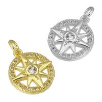 Cubic Zirconia Micro Pave Brass Pendant Flat Round plated micro pave cubic zirconia & hollow Approx 3mm Sold By PC