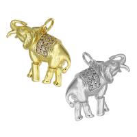 Cubic Zirconia Micro Pave Brass Pendant, Elephant, plated, micro pave cubic zirconia, more colors for choice, 24x18x8mm, Hole:Approx 4mm, Sold By PC
