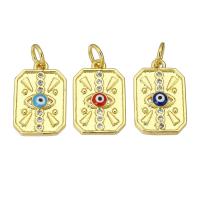 Cubic Zirconia Micro Pave Brass Pendant, gold color plated, micro pave cubic zirconia & enamel, more colors for choice, 10x15x2mm, Hole:Approx 3mm, Sold By PC