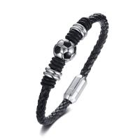 Bracelet cordon en cuir, Acier inoxydable 304, avec Cuir, bijoux de mode & longueur différente pour le choix & pour homme, Vendu par PC