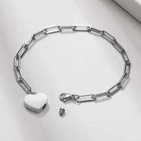 304 Stainless Steel Cinerary Casket Bracelet Heart for woman original color Length Approx 8.5 Inch Sold By PC