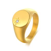 Cyrkonia stali nierdzewnej Ring Finger, Stal nierdzewna 304, biżuteria moda & różnej wielkości do wyboru & mikro utorować cyrkonia & dla kobiety, złoty, 11.50mm, sprzedane przez PC