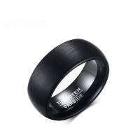 Tungsten Steel Finger Ring Vacuum Ion Plating fashion jewelry & polished & for man black 8mm Sold By PC