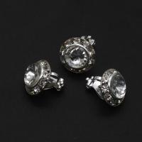 fundición Pendiente Clip, para mujer & con diamantes de imitación, plateado, 15mm, Vendido por UD