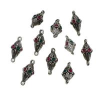 Tibetan Style Connector, with rhinestone, silver color, 18mm, Sold By PC