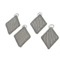 Fashion Iron Pendants, Square, silver color, 50mm, Sold By PC