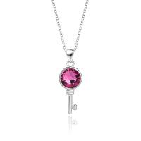 Austrian Crystal Necklace, 925 Sterling Silver, for woman & with rhinestone, more colors for choice, 24x8.50mm, Length:45 cm, Sold By PC