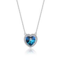 Austrian Crystal Necklace, 925 Sterling Silver, for woman & with rhinestone, more colors for choice, 15.50x14mm, Length:45 cm, Sold By PC