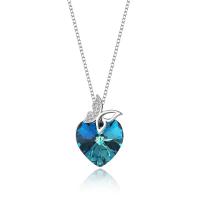 Austrian Crystal Necklace, 925 Sterling Silver, for woman & with rhinestone, more colors for choice, 22x14mm, Length:45 cm, Sold By PC