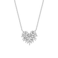 Cubic Zircon Micro Pave 925 Sterling Silver Necklace with Cubic Zirconia oval chain & for woman silver color Length 45 cm Sold By PC