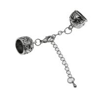Tibetan Style Lobster Claw Cord Clasp, silver color, 88mm, Sold By PC