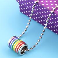 Stainless Steel Jewelry Necklace, 304 Stainless Steel, fashion jewelry & Unisex & enamel, multi-colored, 15x9mm, Length:60 cm, Sold By PC