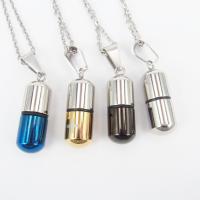 304 Stainless Steel Perfume Bottle Pendant, Vacuum Plating, can open and put into something & fashion jewelry & polished & for woman, more colors for choice, 24x9.50mm, Sold By PC