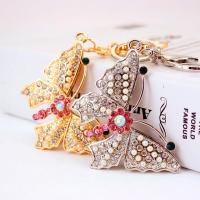 Zinc Alloy Key Clasp with Czech Rhinestone Butterfly high quality plated fashion jewelry & for woman Sold By PC