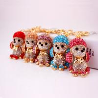 Zinc Alloy Key Clasp with Czech Rhinestone Dog high quality plated fashion jewelry & for woman Sold By PC
