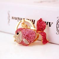Zinc Alloy Key Clasp with Czech Rhinestone Goldfish high quality plated fashion jewelry & for woman & enamel Sold By PC