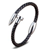 PU Leather Cord Bracelets, with 304 Stainless Steel, Vacuum Plating, fashion jewelry, more colors for choice, Sold By PC