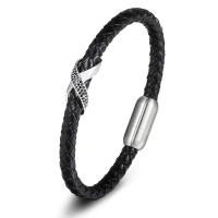 Bracelets cordon PU, cuir PU, avec Acier inoxydable 304, bijoux de mode, plus de couleurs à choisir, Vendu par PC