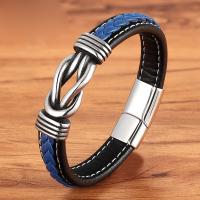 PU Leather Cord Bracelets with 304 Stainless Steel Vacuum Plating fashion jewelry Sold By PC