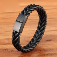 PU Leather Cord Bracelets with 304 Stainless Steel Vacuum Plating fashion jewelry Sold By PC