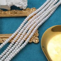 Tlačítko kultivované sladkovodní Pearl Beads, DIY, bílý, 8-10mm, Prodáno za Cca 15 inch Strand