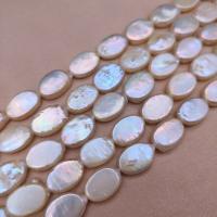Barock odlad sötvattenspärla pärlor, Freshwater Pearl, Flat Oval, DIY, vit, 12x17mm, Såld Per Ca 15 inch Strand