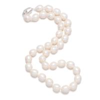 Collier de perles d'eau douce naturelles, perle d'eau douce cultivée, Irrégulière, pour femme, blanc, 10-11mm, Longueur:Environ 17.72 pouce, Vendu par PC