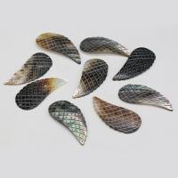 Shell Pendants, Wing Shape, Carved, Unisex, more colors for choice, 24x52mm, Sold By PC