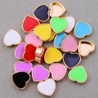 Tibetan Style Enamel Pendants, Heart, gold color plated, Unisex & double-hole, more colors for choice, nickel, lead & cadmium free, 10x10x5mm, Approx 100PCs/Bag, Sold By Bag