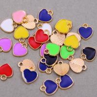 Tibetan Style Enamel Pendants, Heart, KC gold color plated, Unisex, mixed colors, nickel, lead & cadmium free, 12x11x2mm, Approx 50PCs/Bag, Sold By Bag