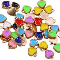 Tibetan Style Enamel Pendants, Heart, KC gold color plated, Unisex, mixed colors, nickel, lead & cadmium free, 9x8x3mm, Approx 50PCs/Bag, Sold By Bag