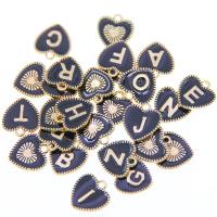 Zinc Alloy Enamel Pendants Heart gold color plated letters are from A to Z & Unisex nickel lead & cadmium free Approx Sold By Set